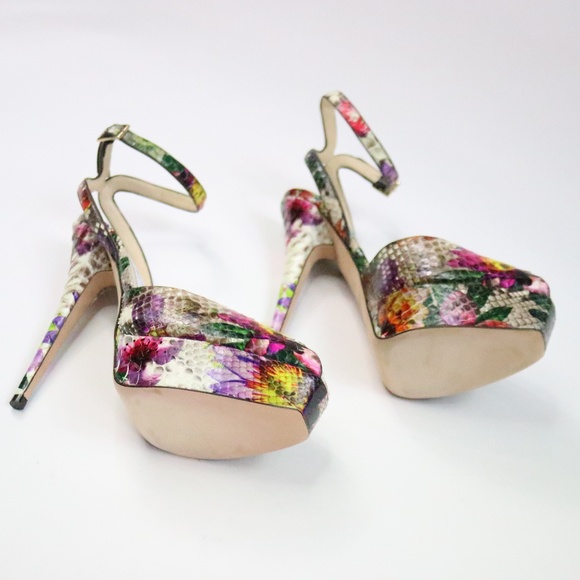 Jimmy Choo Lola Floral Python Platform Pump39 N008 - Picture 6 of 8